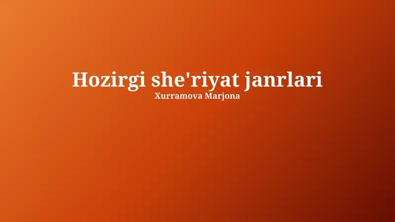 Hozirgi she'riyat janrlari