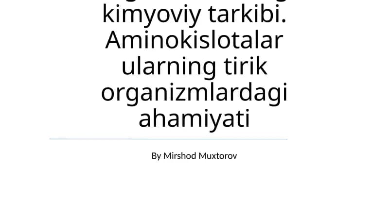 Tirik organizmlarning kimyoviy tarkibi