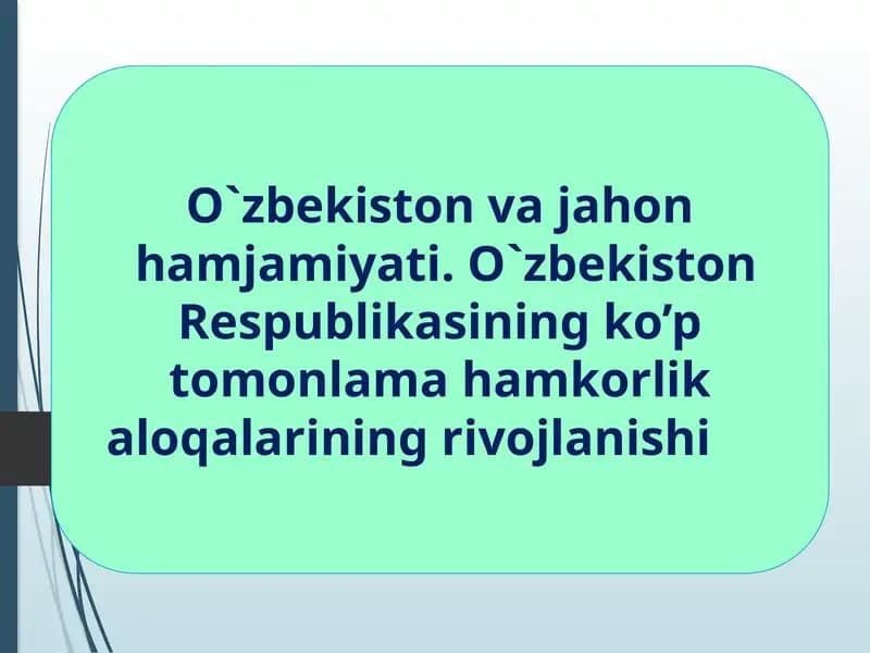 O`zbekiston va jahon hamjamiyati