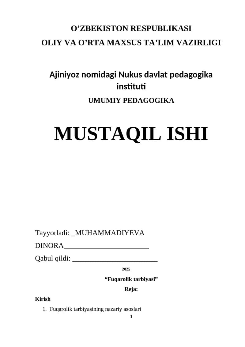 Fuqarolik tarbiyasi