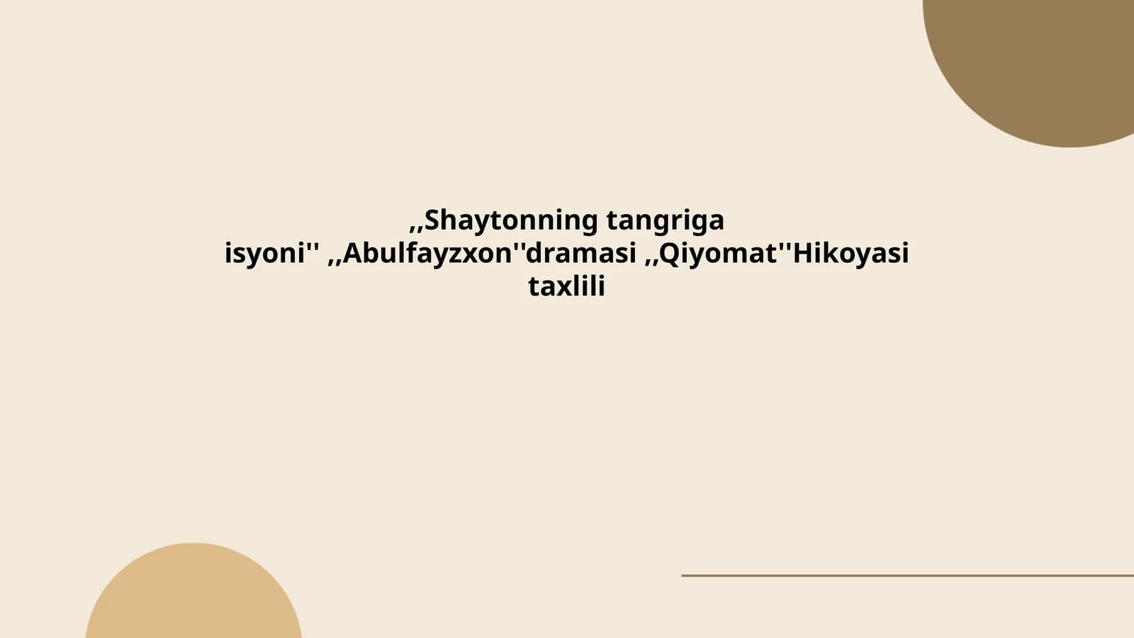 Shaytonning Tangriga Isyoni