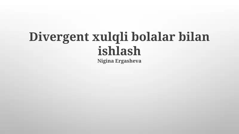 Inklyuziv Sinf Xonalari Amaliyoti