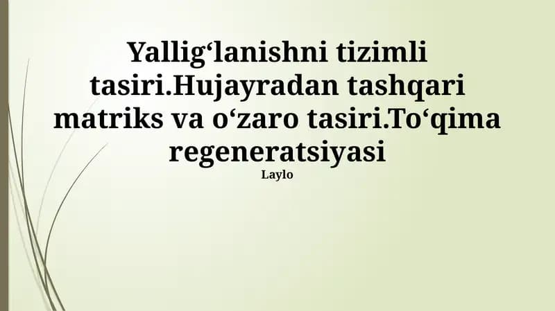 ECM regeneratsiyasi va hujayralar