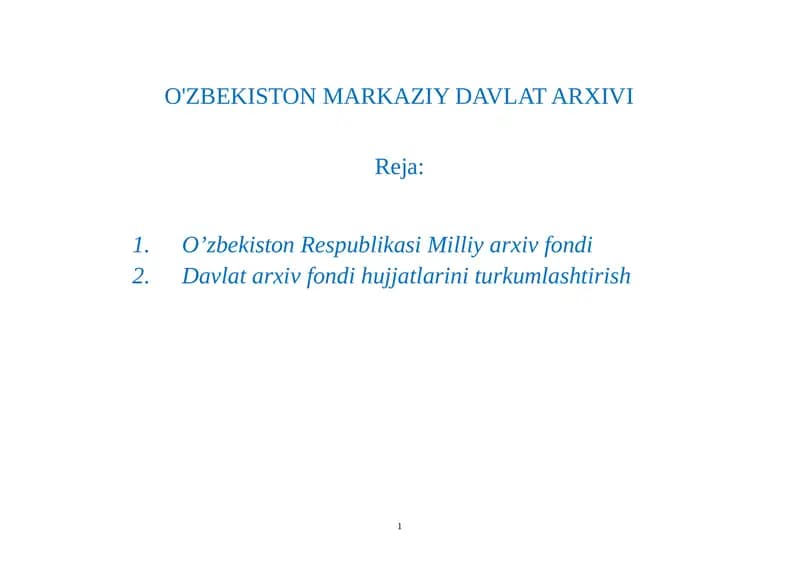 O’zbekiston Respublikasi Milliy arxiv fondi