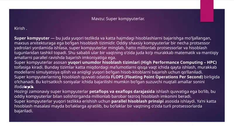Superkompyuterlar