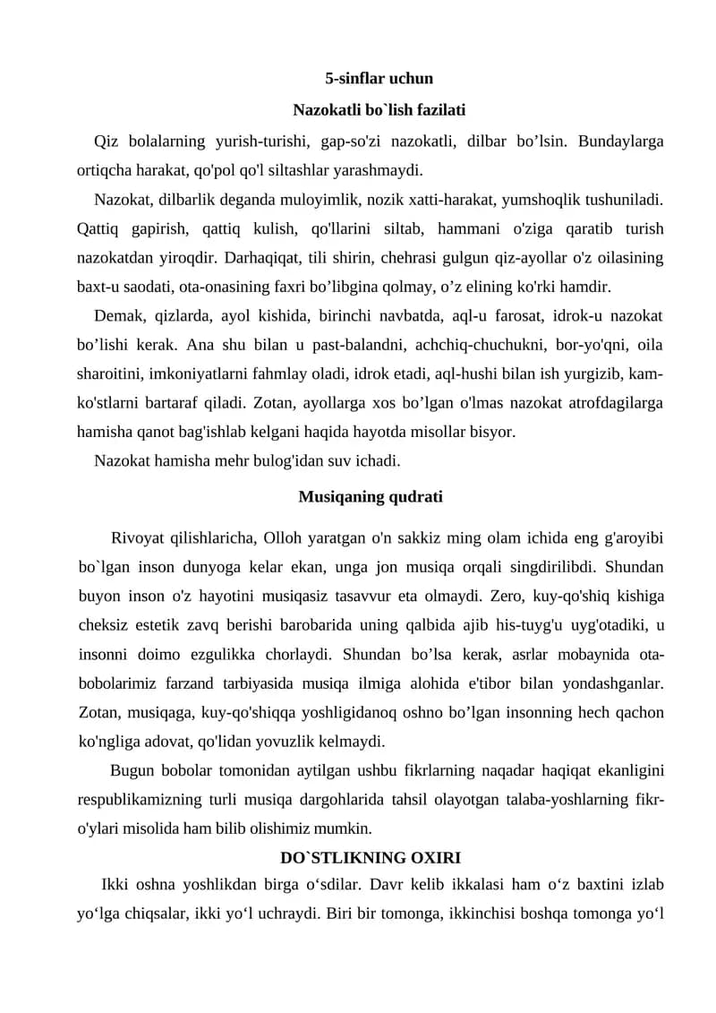 Diktantlar va bayonlar to'plami