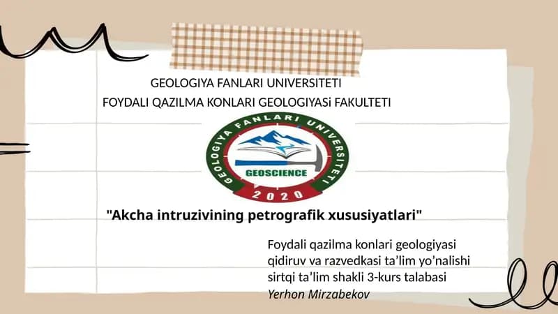 Akcha intruzivining petrografik xususiyatlari