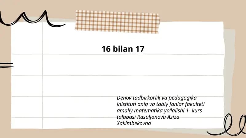 16 bilan 17: qoʻshni butun sonlarning umumiy xossalari