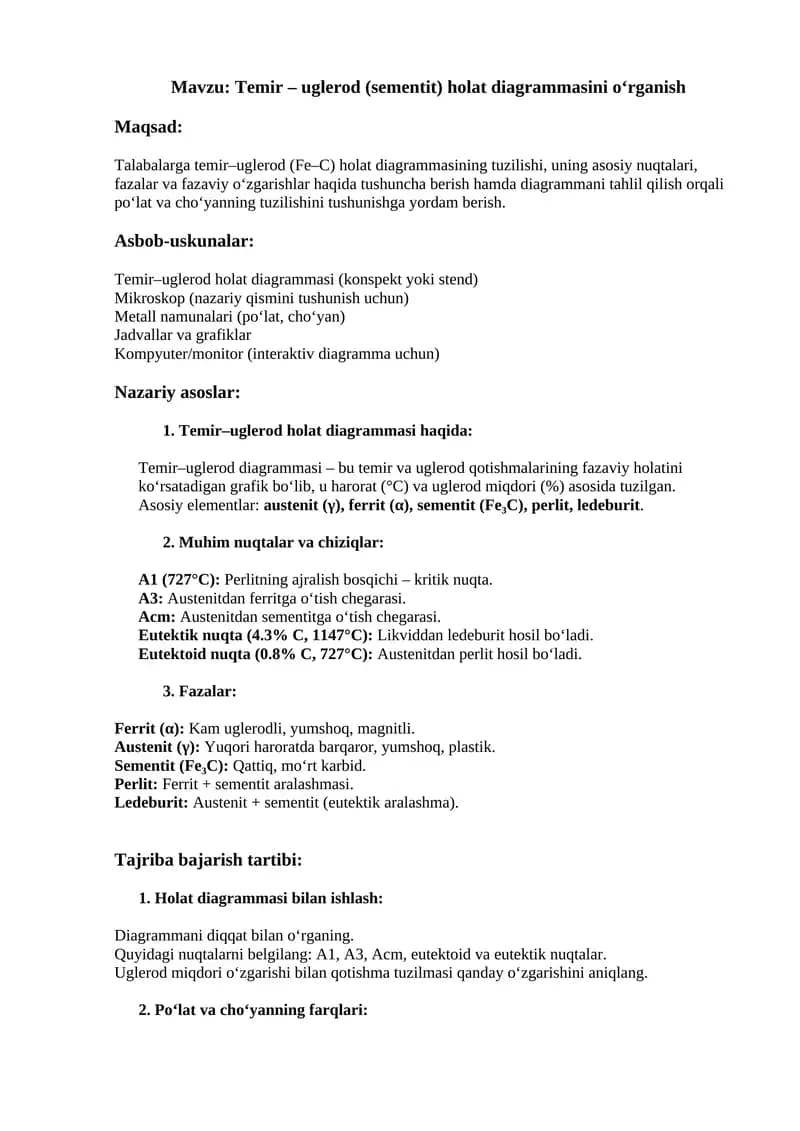 Temir-uglerod holat diagrammasi