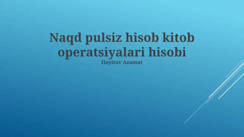 Naqd pulsiz hisob kitob operatsiyalari hisobi
