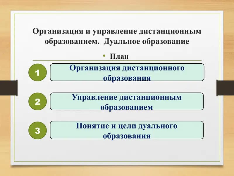 Организация и управление дистанционным образованием.  Дуальное образование