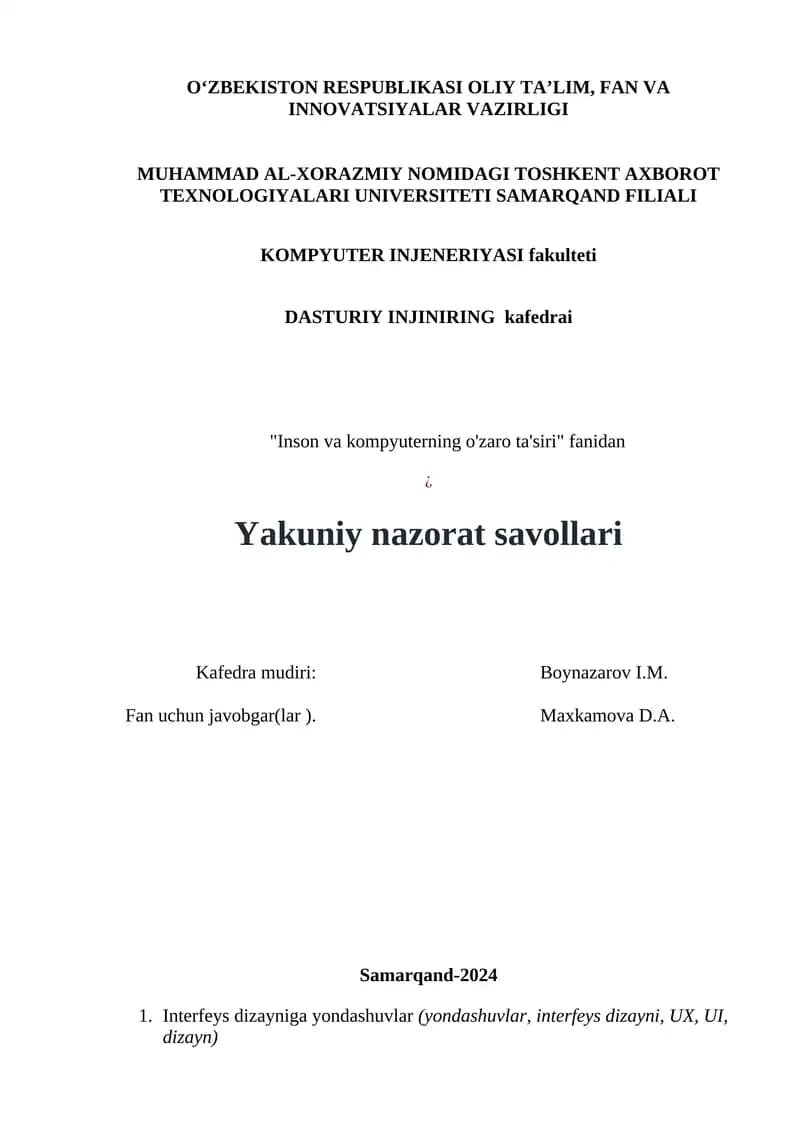 Inson va kompyuterning o'zaro ta'siri