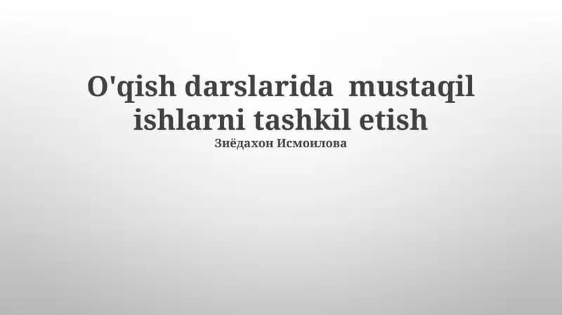 Mustaqil Ish Stantsiyalarini Yaratish