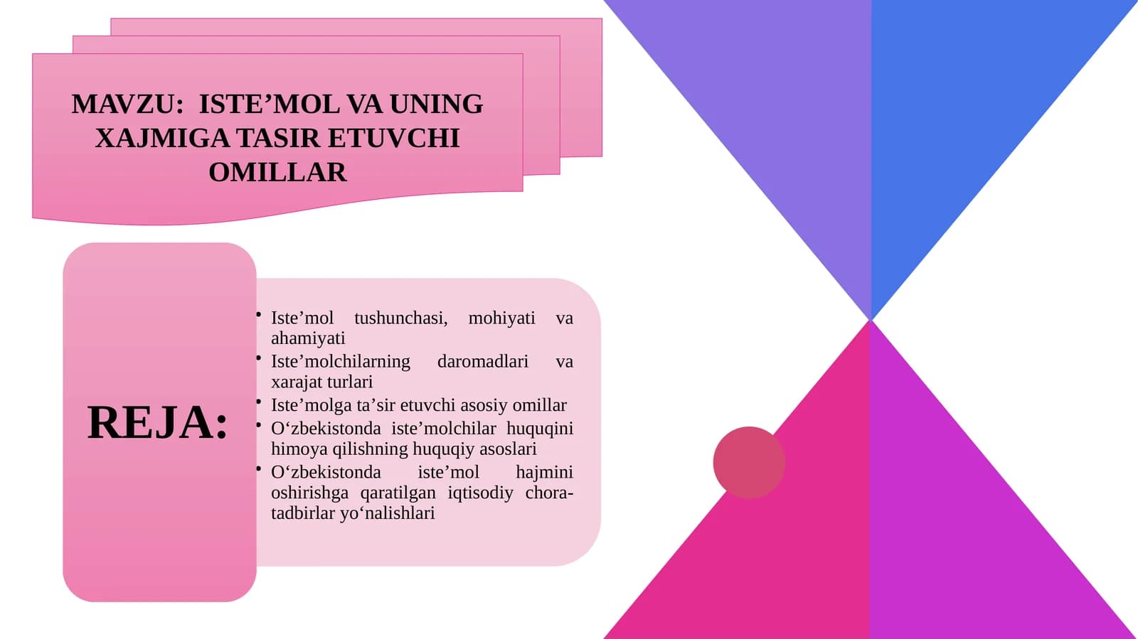 ISTE’MOL VA UNING XAJMIGA TASIR ETUVCHI OMILLAR