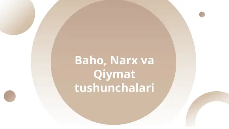 Baho, Narx va Qiymat tushunchalari