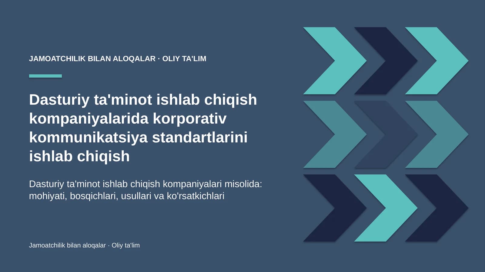 Dasturiy ta'minot ishlab chiqish kompaniyalarida korporativ kommunikatsiya standartlarini ishlab chiqish