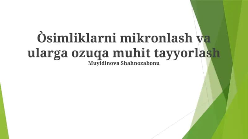 O'simliklarni Mikronlashtirish
