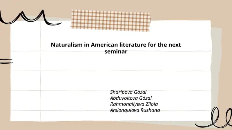 Naturalism in American literature for the next seminar