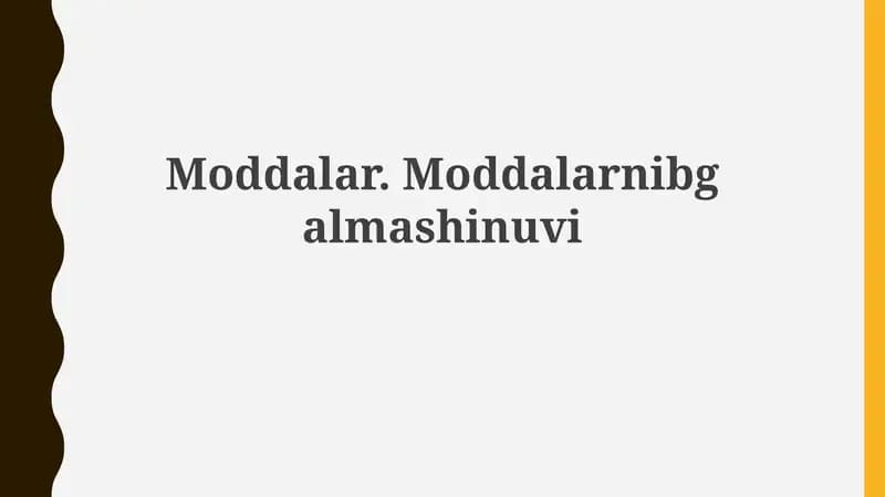 Moddalar almashinuvi va uning asoslari