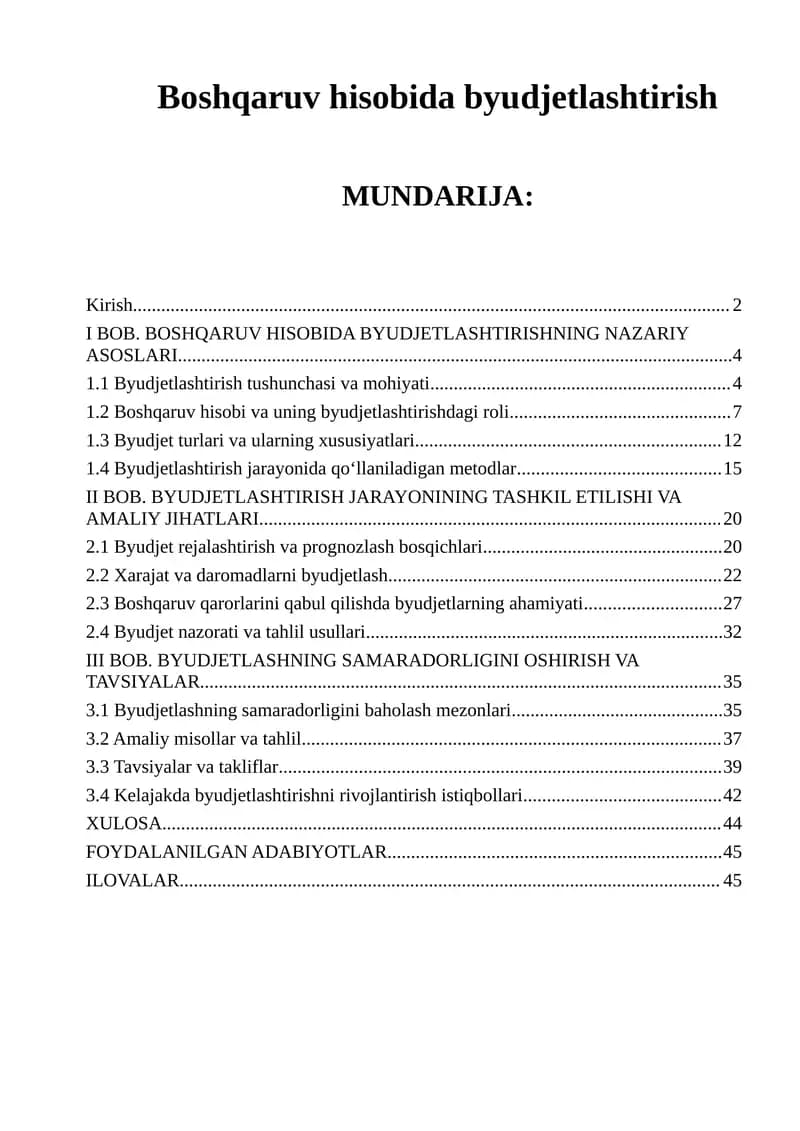 Boshqaruv hisobida byudjetlashtirish