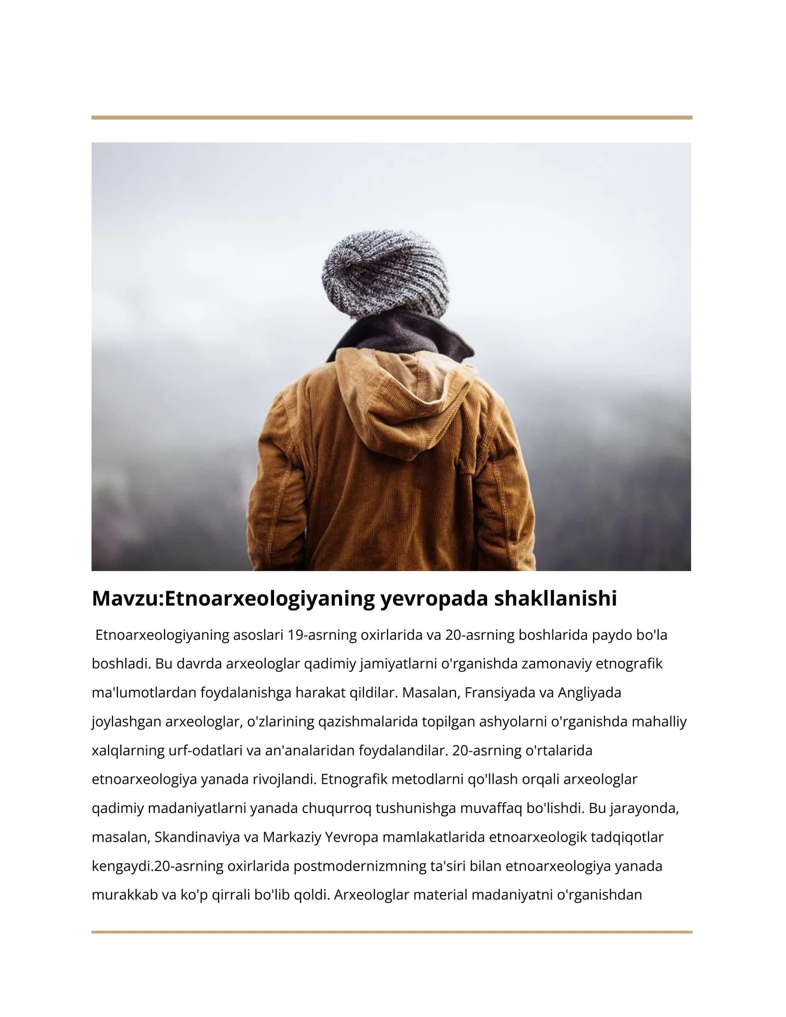 Etnoarxeologiyaning yevropada shakllanishi