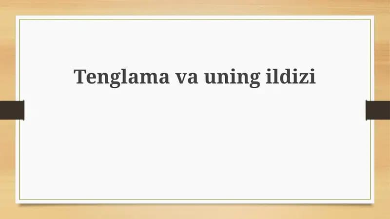 Tenglamavauningildizi