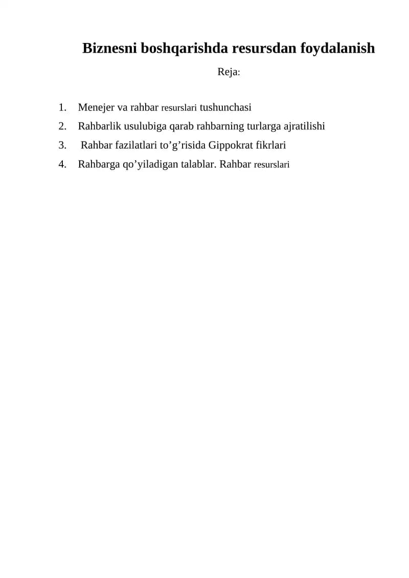 Menejerlik va rahbarlik