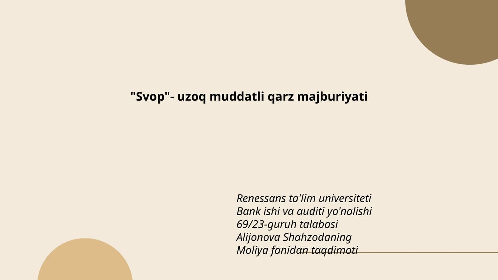 Svop operatsiyalari tushunchasi