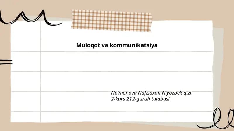Muloqot va kommunikatsiya