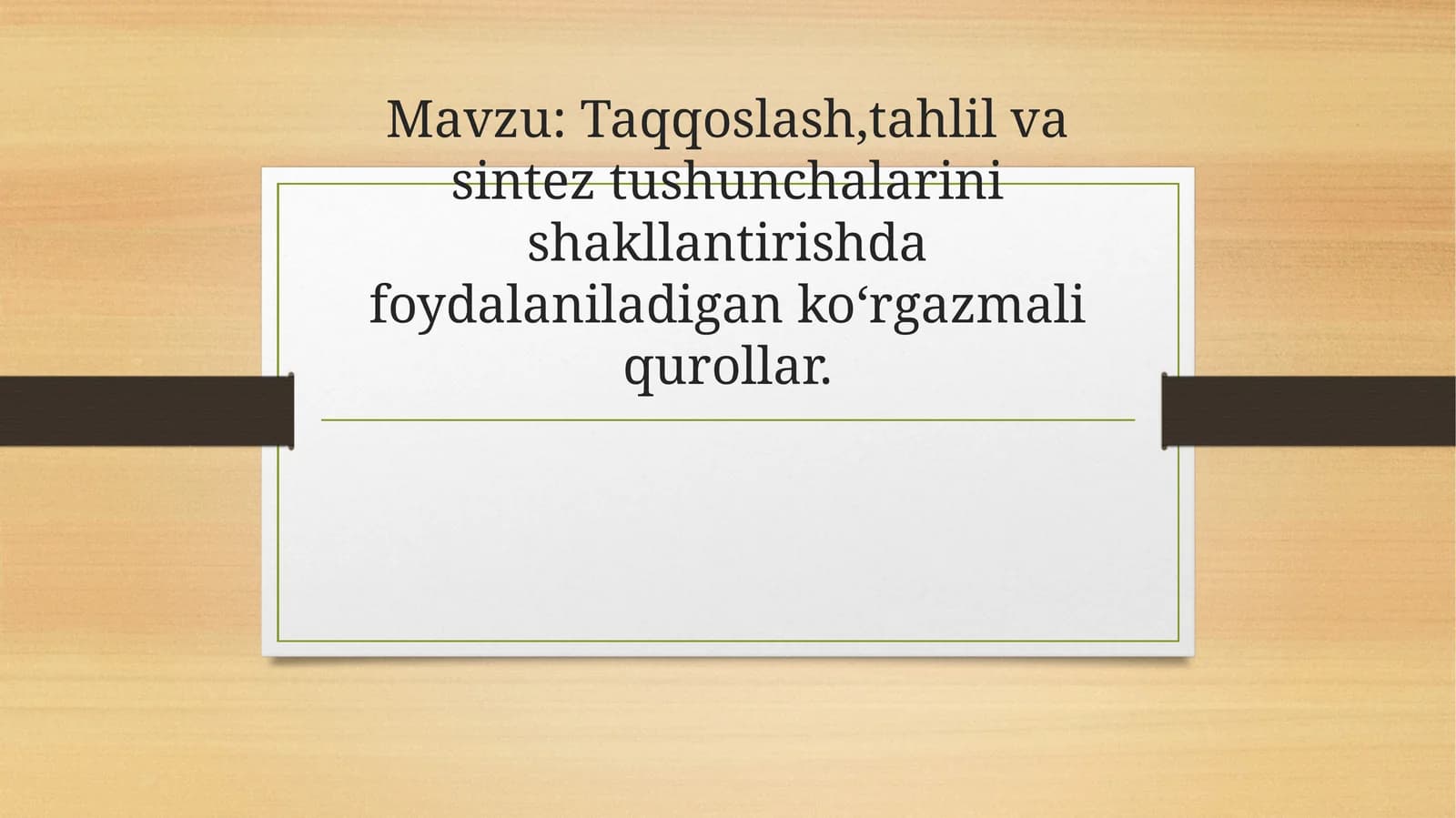 Taqqoslash, tahlil va sintez tushunchalari