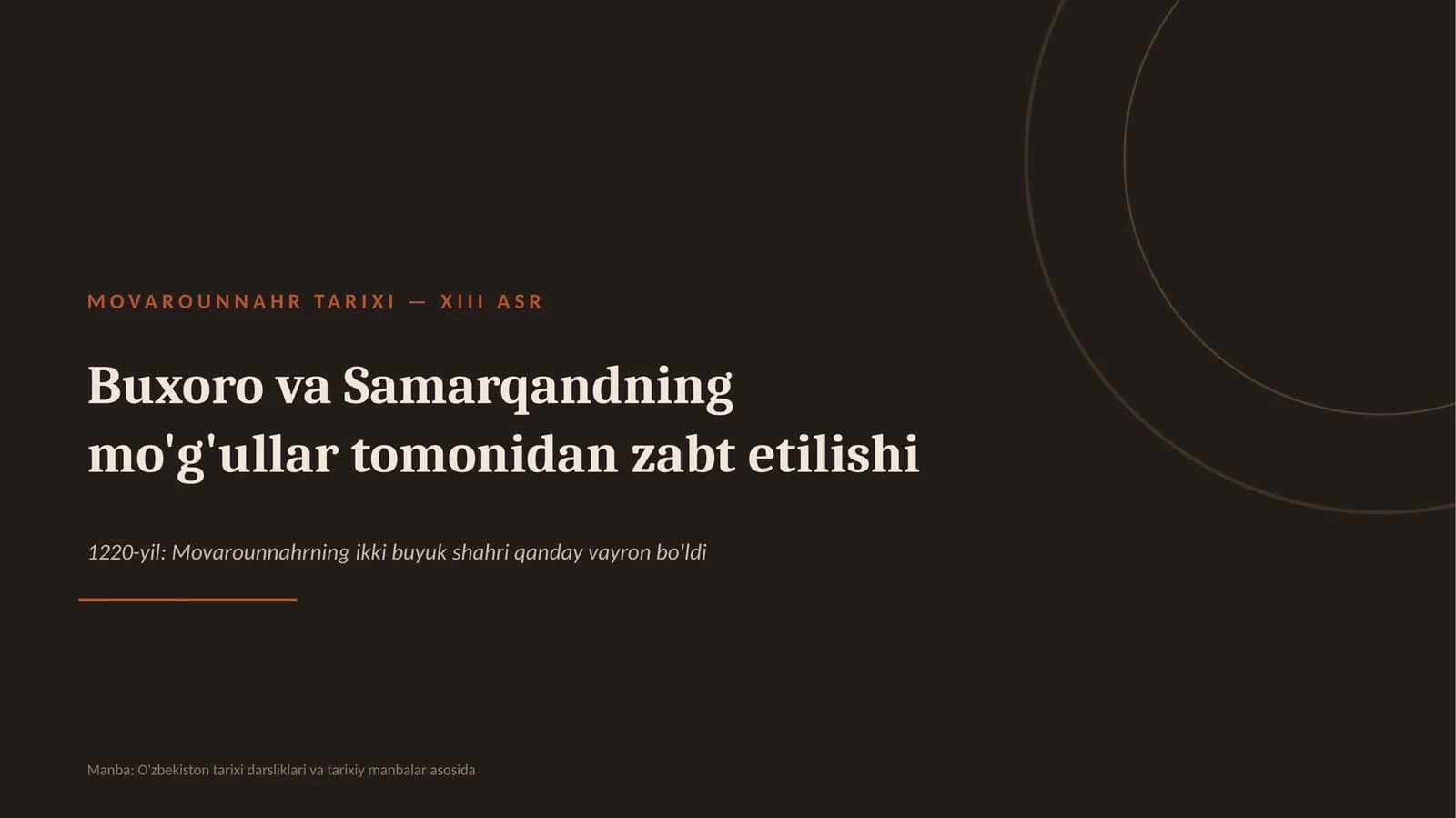 MOVAROUNNAHR TARIXI — XIII ASR