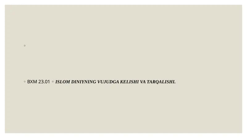 Islom dini tarixi va falsafasi