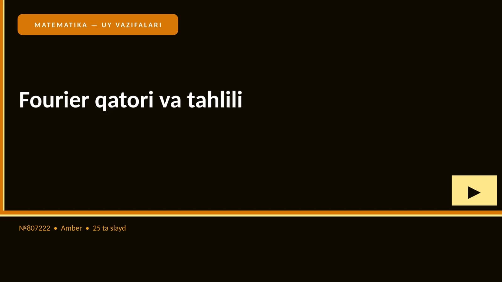 MATEMATIKA — UY VAZIFALARI