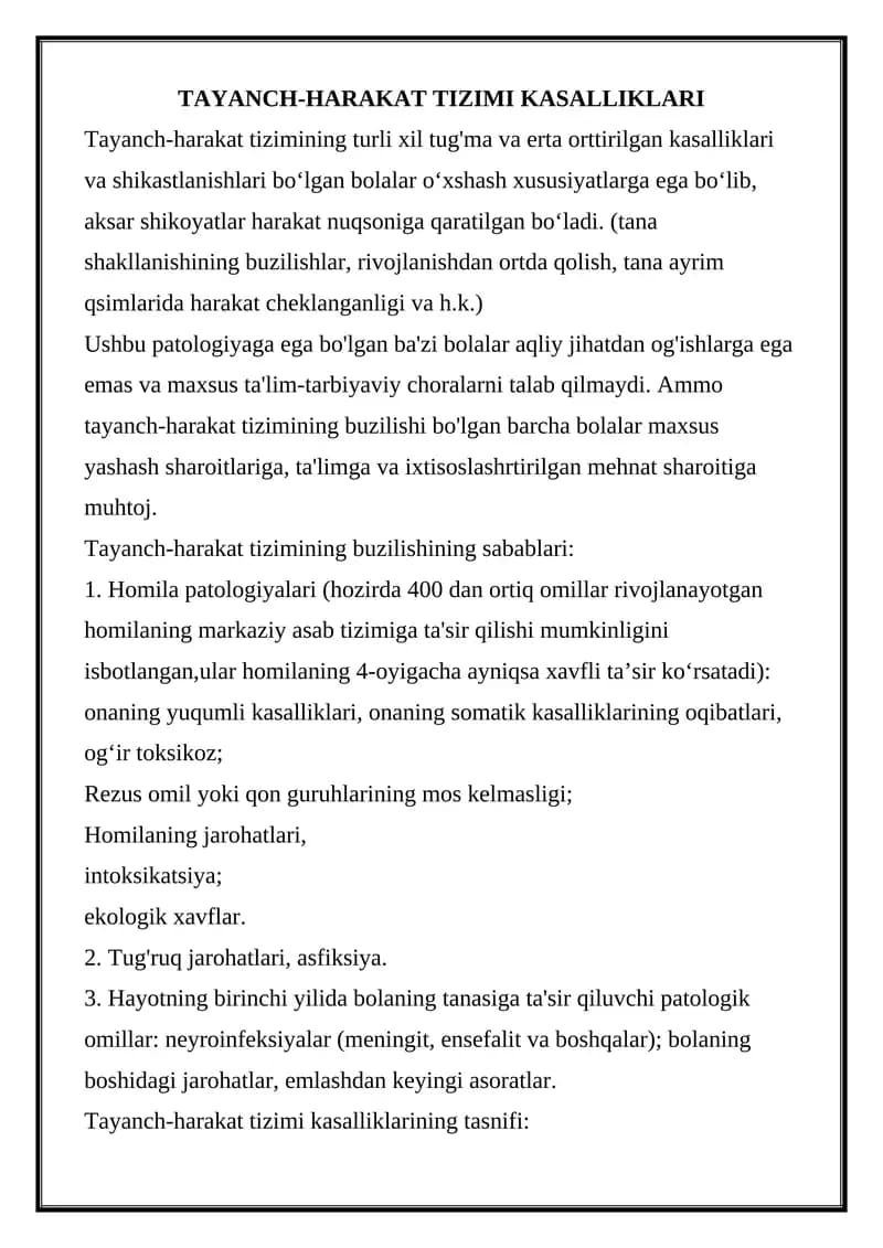 Tayanch-harakat tizimi kasalliklari