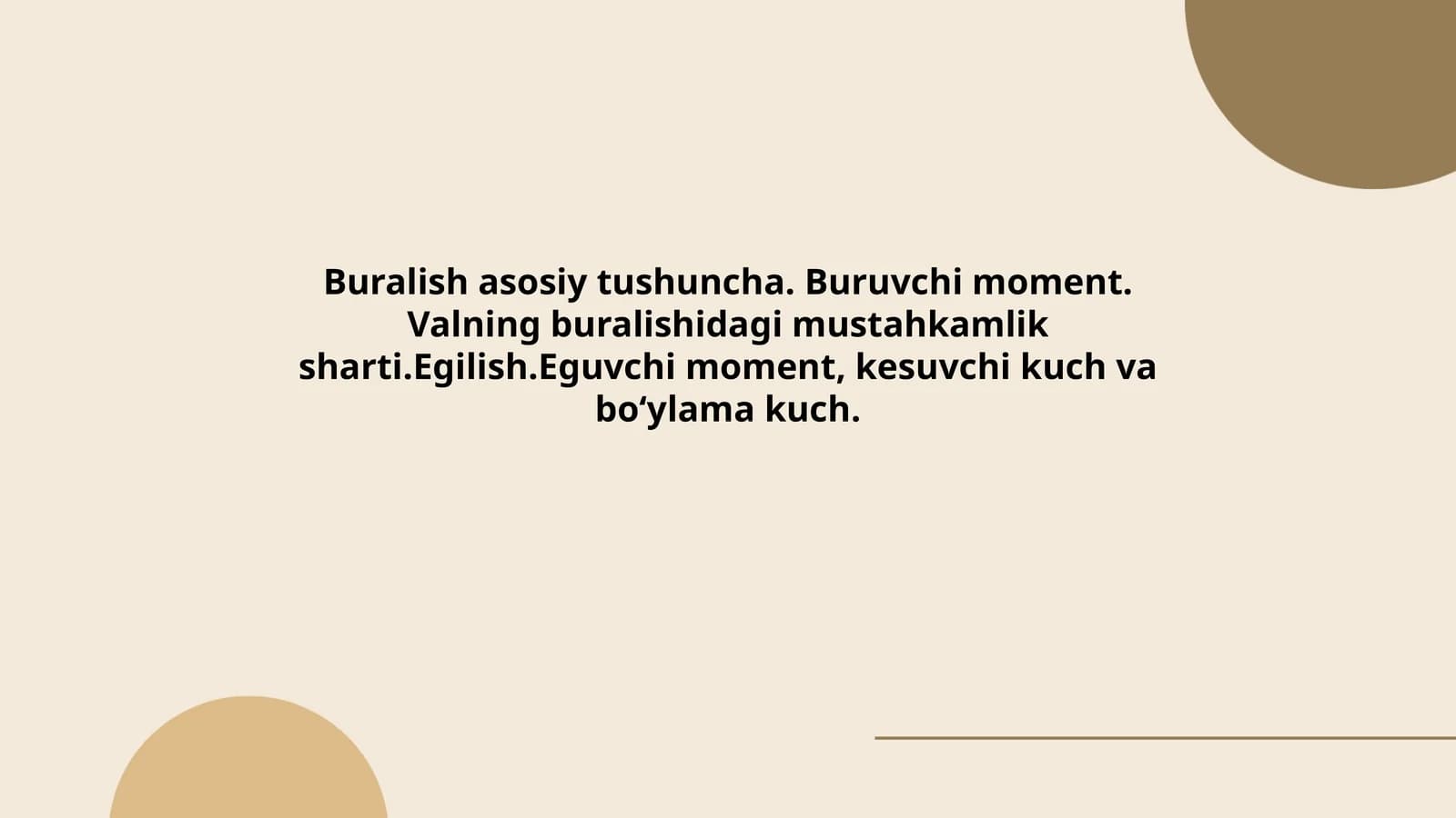Buralishning asosiy tushunchalari