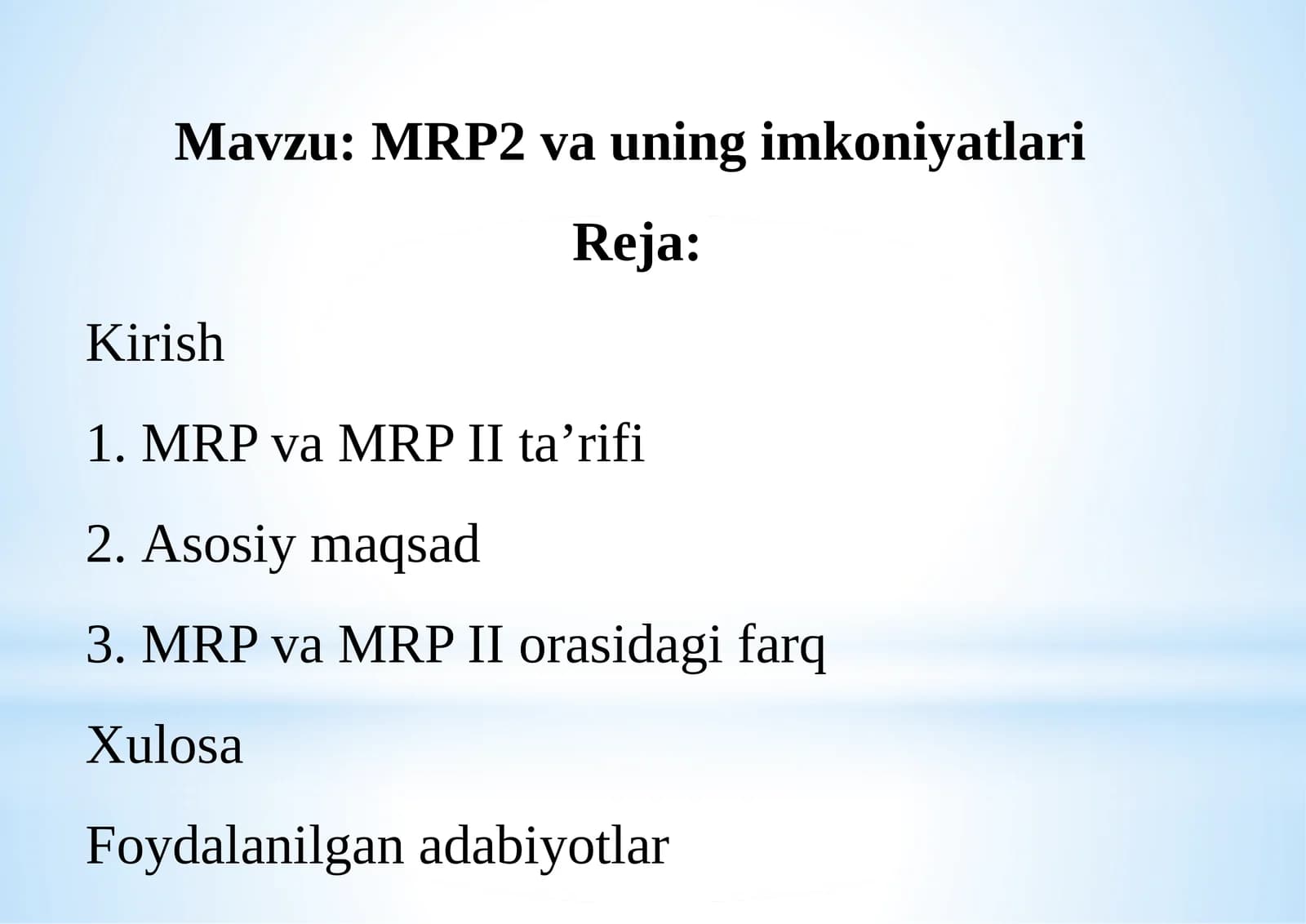 MRP va MRP II ta’rifi