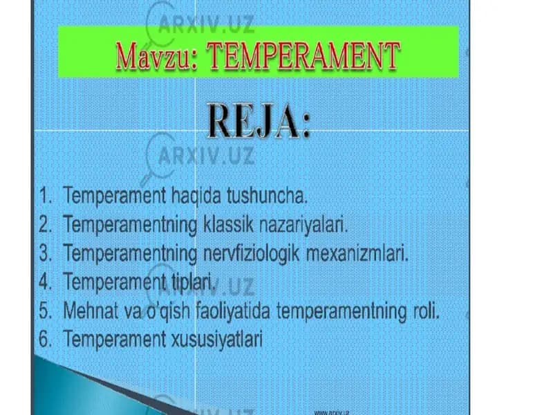 Temperament haqida tushuncha