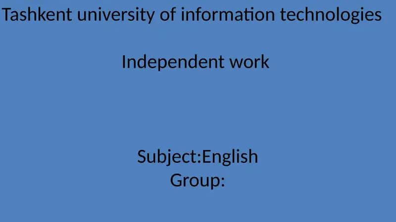 Independent work