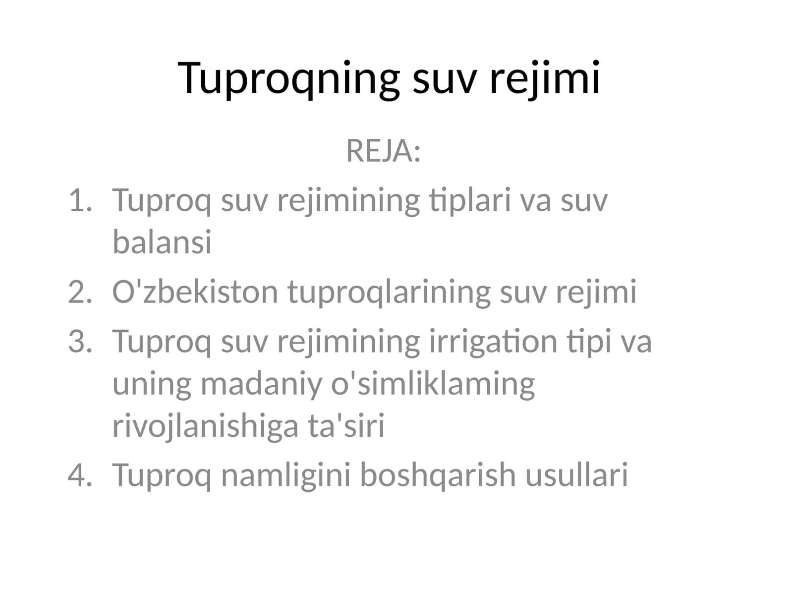 Tuproqning suv rejimi