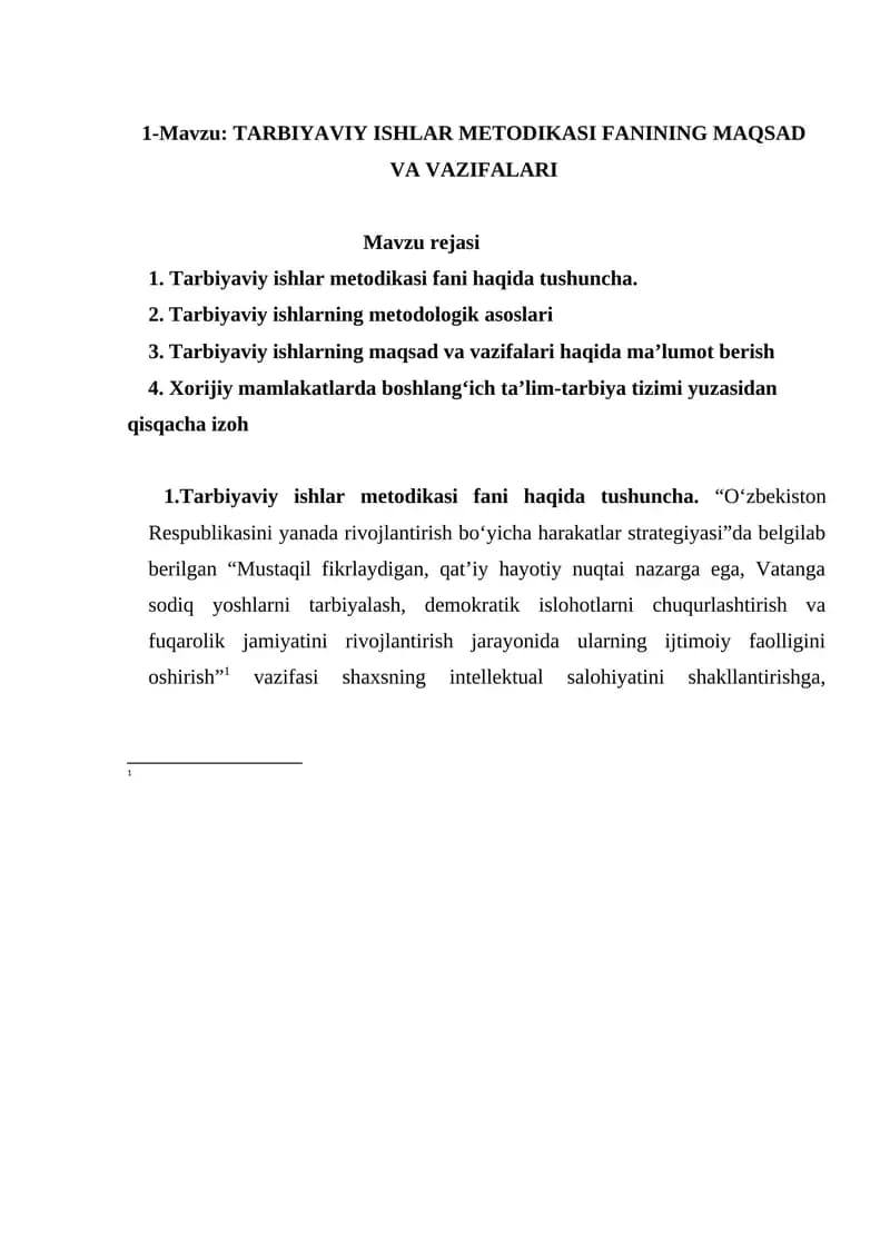 TARBIYAVIY ISHLAR METODIKASI