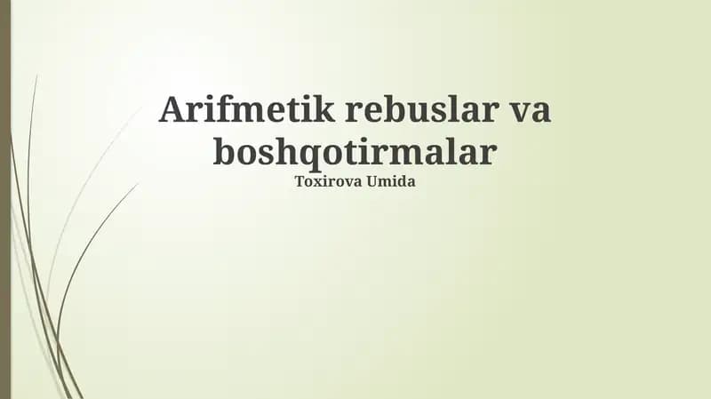 Arifmetik rebuslar va boshqotirmalar