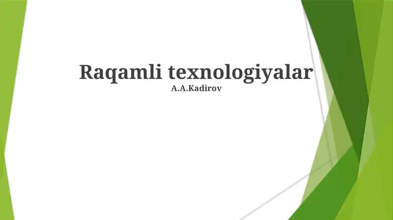 Raqamli Texnologiyalar