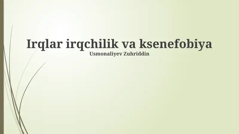 Irqlar irqchilik va ksenefobiya