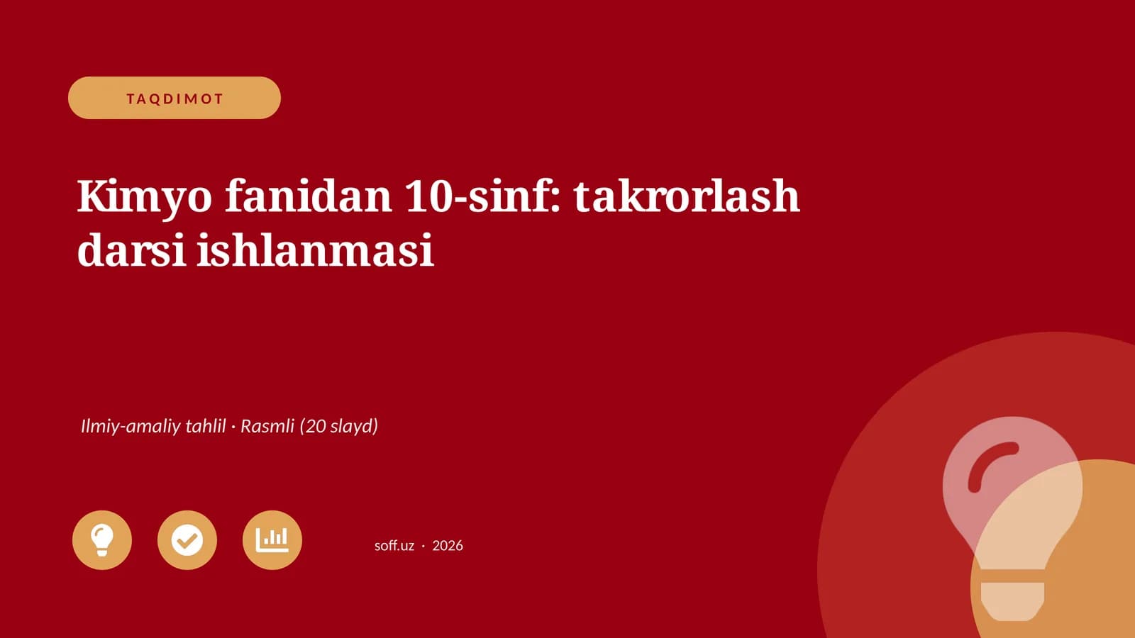Kimyo fanidan 10-sinf: takrorlash darsi ishlanmasi