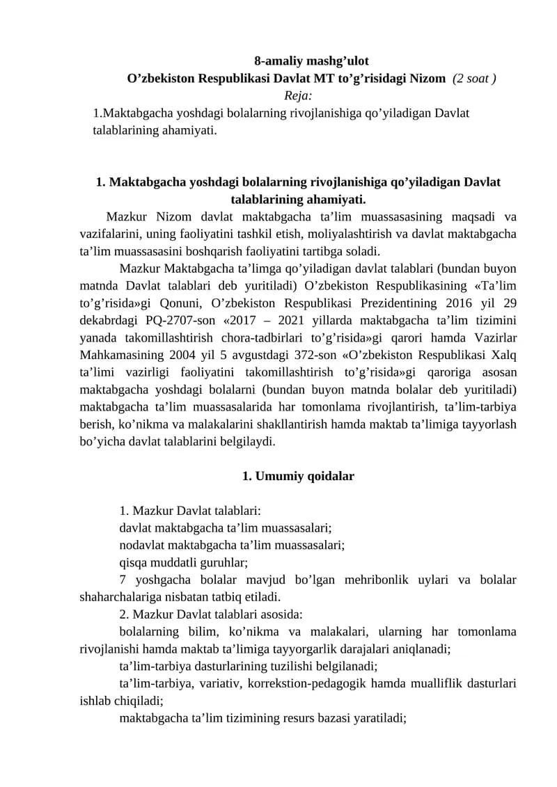 Davlat maktabgacha ta'limi