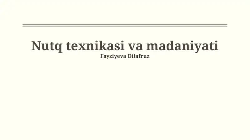 Nutq texnikasi va madaniyati