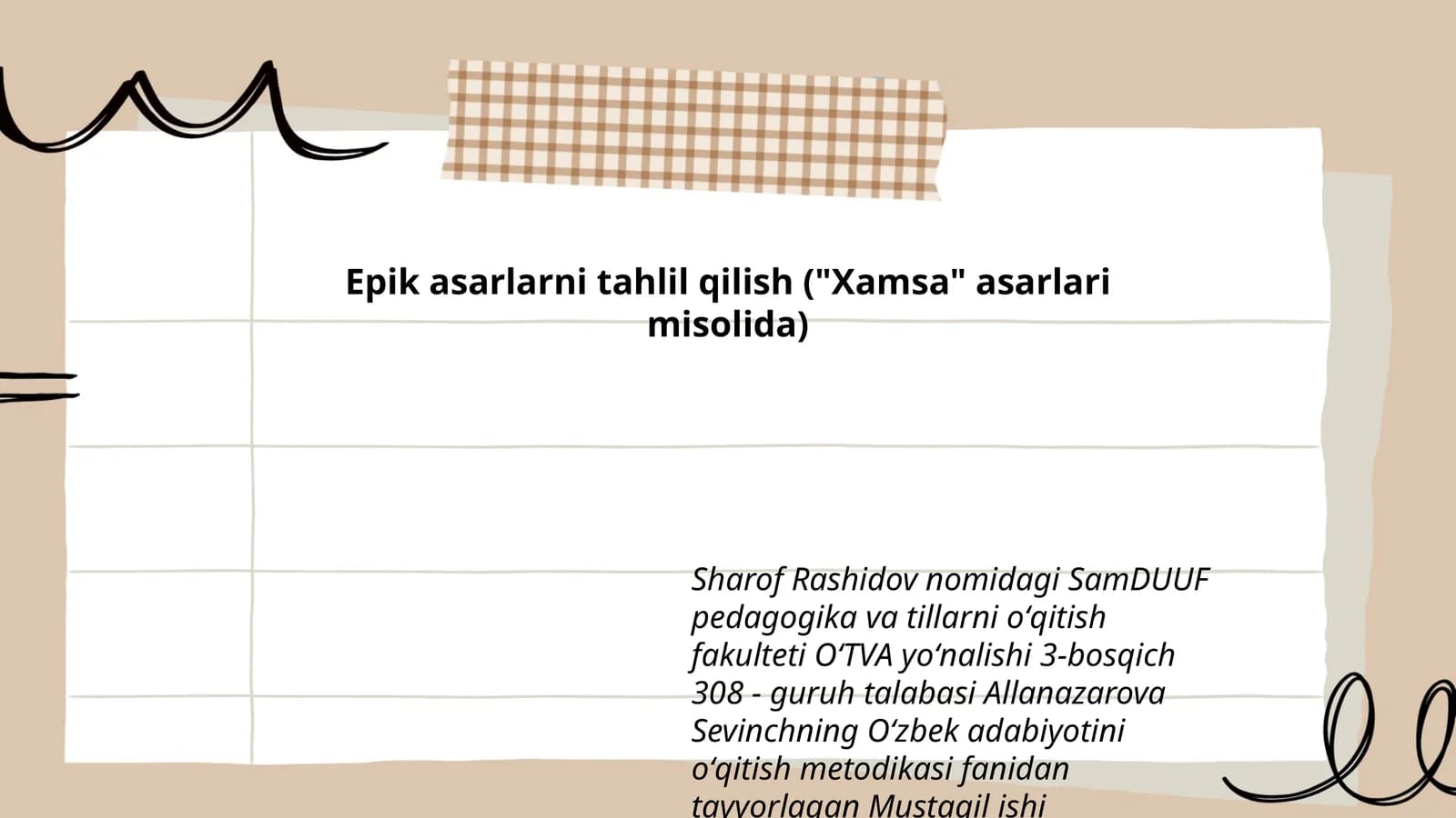 O'zbek adabiyotini o'qitish metodikasi