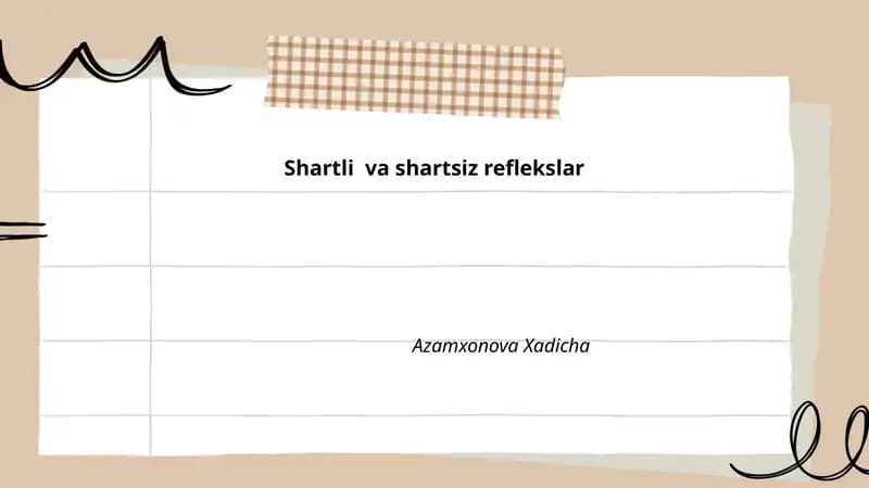 Shartli va shartsiz reflekslar