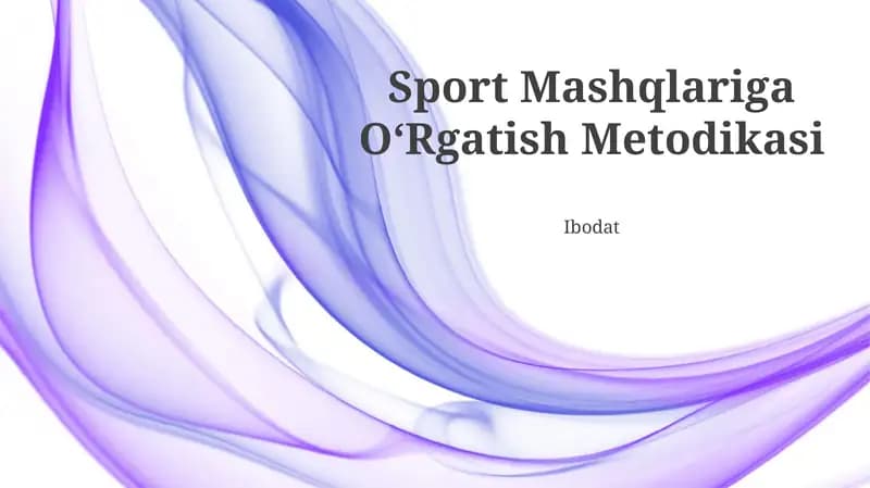 Sport Mashqlariga OʻRgatish Metodikasi