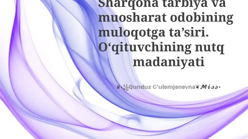 Sharqona Muloqot Uslublari
